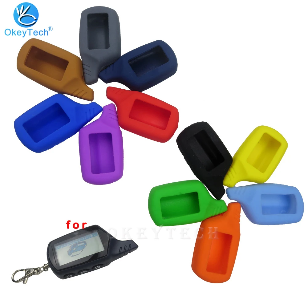 

Okeytech Silicone Soft Car Case For Original Starline B9/B91/B6/B61/A91/A61/V7 Remote Key Fob Cover Keychain 2 Way Alarm