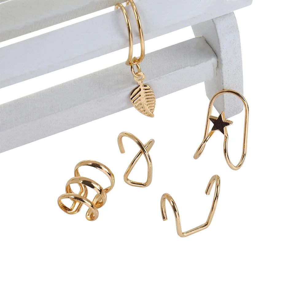 5 шт./компл. креативные винтажные Клипсы манжеты для ушей в виде листьев женские