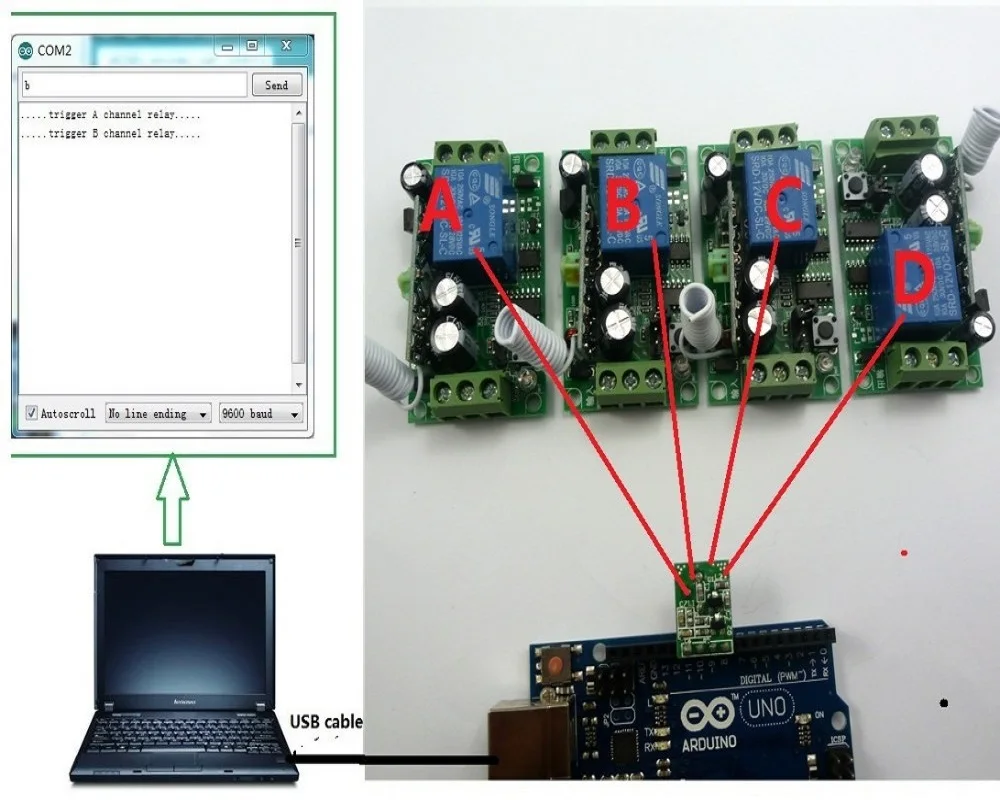 433MHz 1 Transmitter module & 4 Wireless Relay Controller for Arduino UNO MEGA2560 | Электронные компоненты и