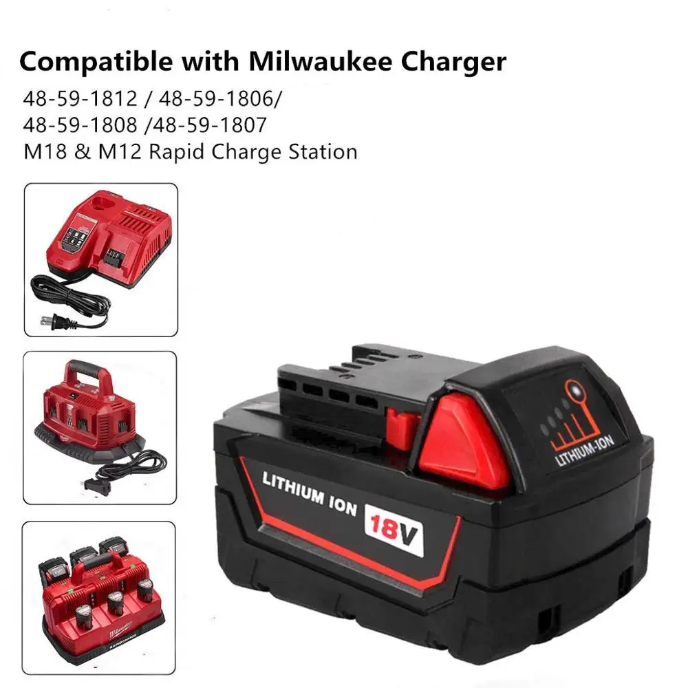 Сменный литиевый аккумулятор Waitley 18 в 5 0 Ач для электроинструмента Milwaukee M18 ионные