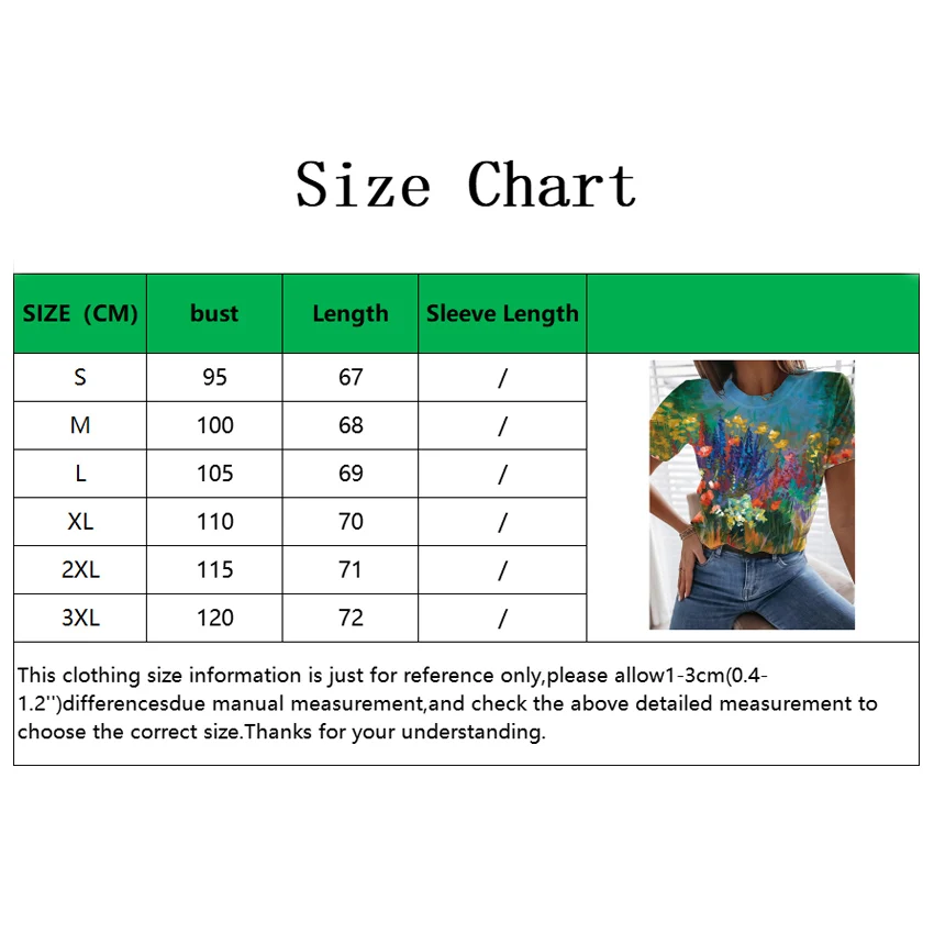 

Summer Women Fashion Short Sleeve 3D Flowers Printed T-Shirts Casual Round Neck Tops Plus Size S-5XL