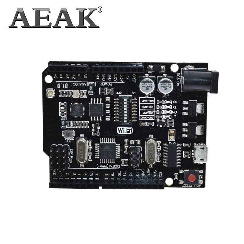 AEAK UNO R3+ WiFi ATmega328P+ ESP8266(32 Мб памяти) USB-TTL CH340G для Arduino Uno NodeMCU WeMos ESP8266 новое поступление