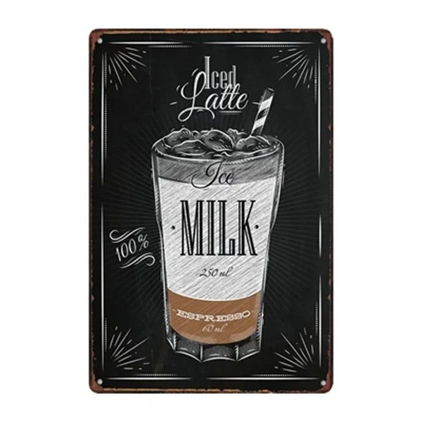 

Metal Tin Sign Iced Latte Decor Bar Pub Home Vintage Retro Poster
