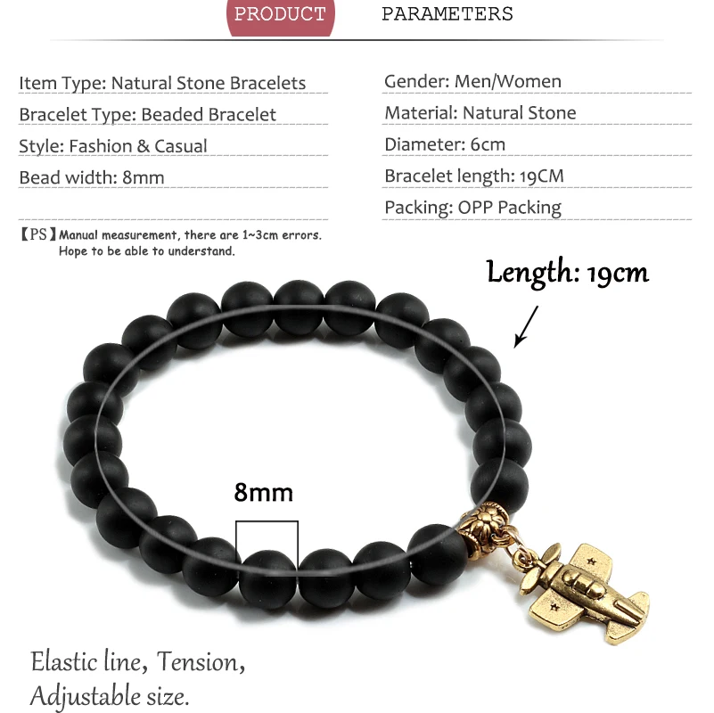 В наличии 14 цветов винтажные бусы из натурального камня мужской браслет самолет