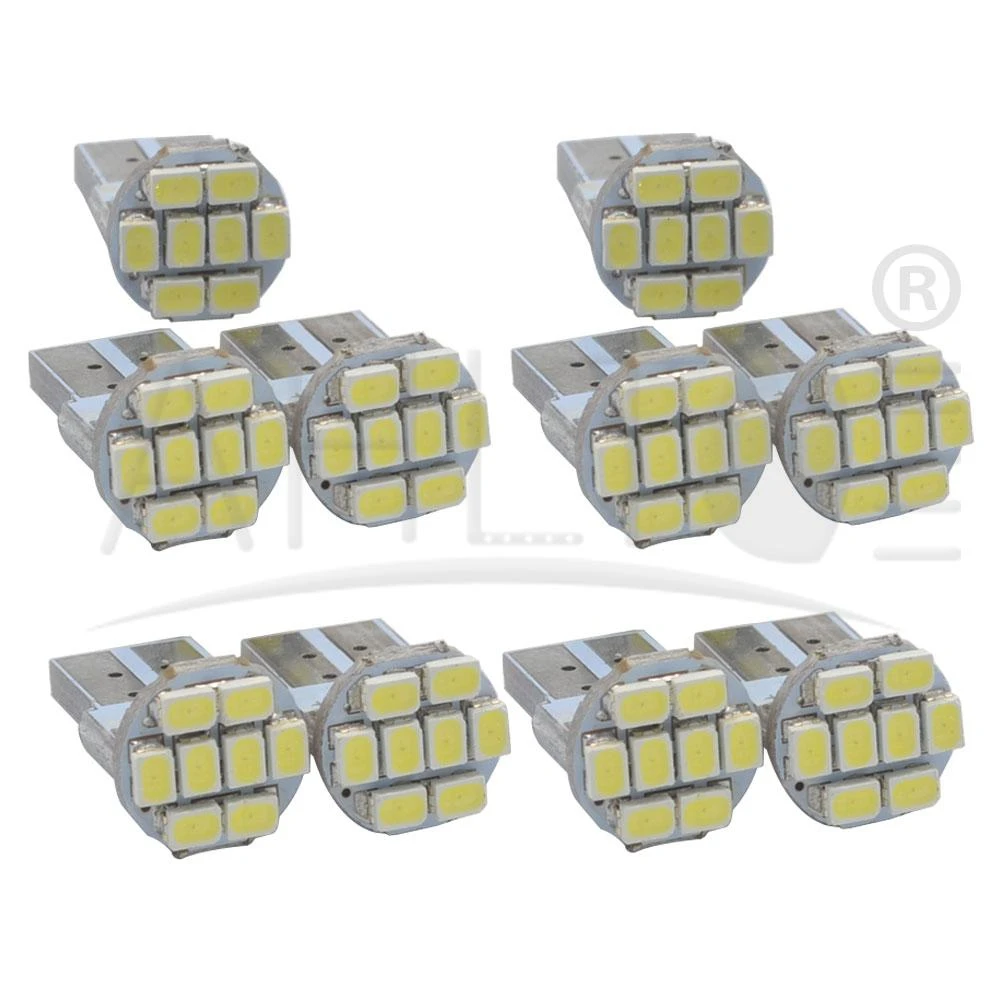 

2PCS White Led Car T10 W5W 194 1206 8Smd Car Bulbs Indicator Light Wide Dome Reading License Tail Plate Lights Board Lamp DC 12V
