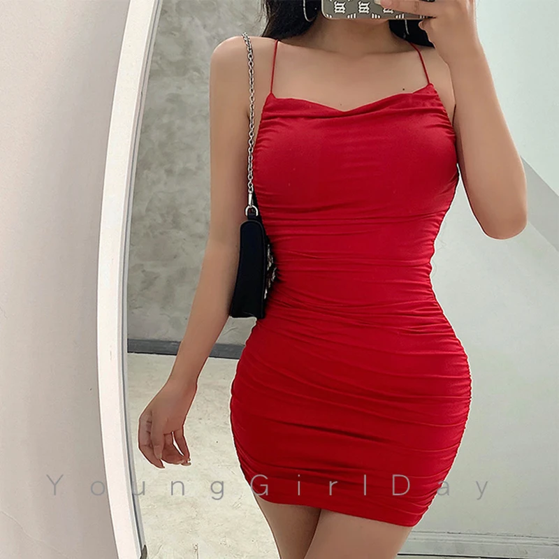 

Cross Backless Sexy Dress Club Clothing Summer Woman Dresses 2021 New Tight Dress Sling Bag Hip Mini Dress Y2k Aesthetic 2000s