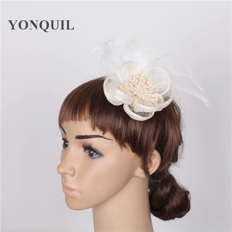 Свадебные аксессуары для волос Sinamay Вуалетка головной убор украшение с перьями