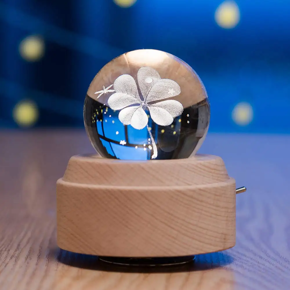 

Музыкальная шкатулка с хрустальным шариком, подсветильник ка в подарок, проекция светильник, вращающийся светящийся музыкальный бокс с нес...