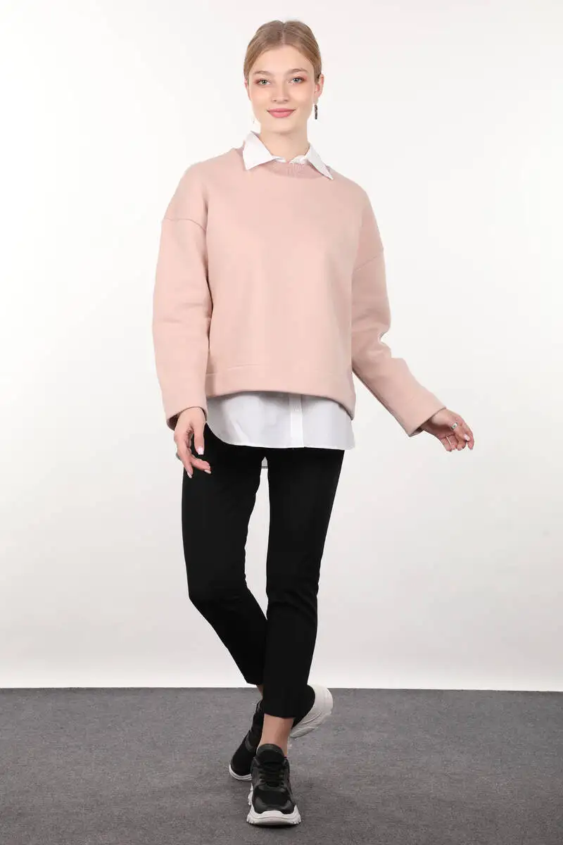 

Powder Knitted Shawl Crew Neck Womens Sweatshirt