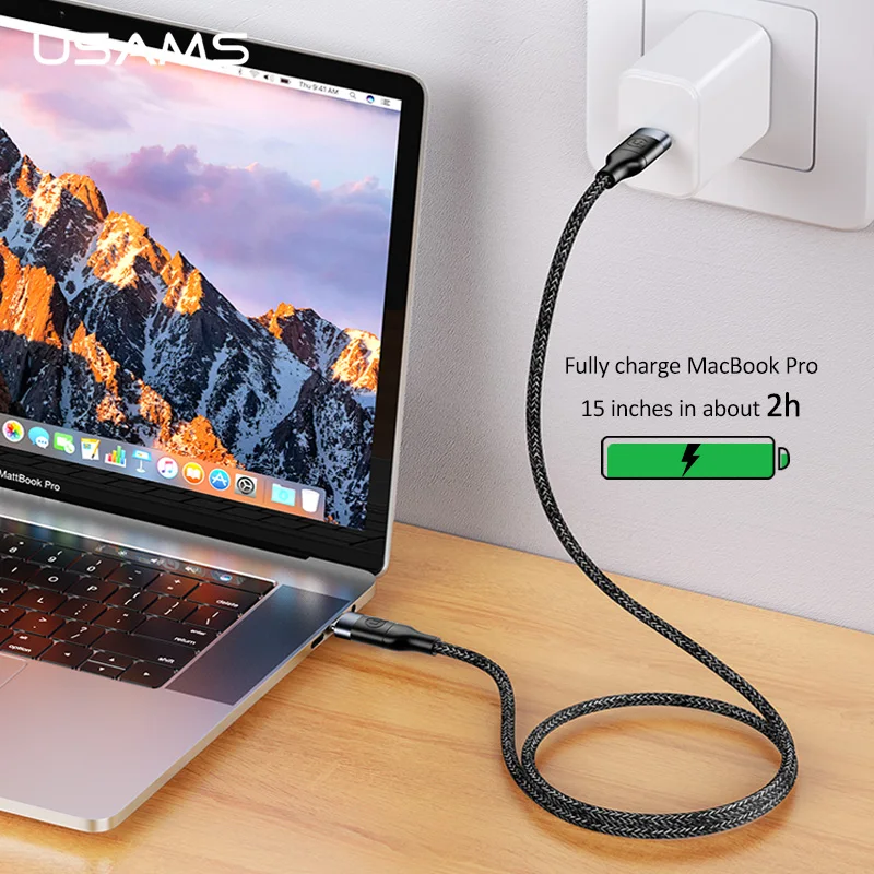 USAMS USB C к usb type кабель для Xiaomi Redmi Note 8 Pro Quick Charge 4 0 PD 100W быстрая зарядка MacBook зарядный |