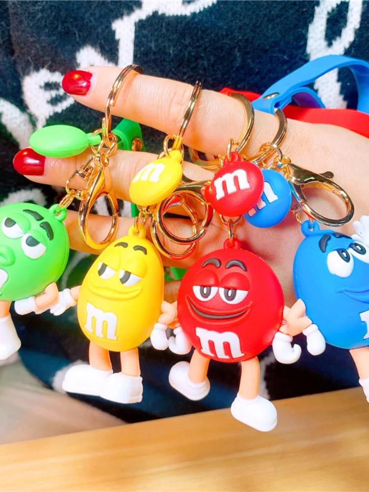 

2021Web Celebrity Hot Style Key Chains Cute M Bean Cartoon Keychain Children 's Surprise Birthday Gift Accessories Keyring Face