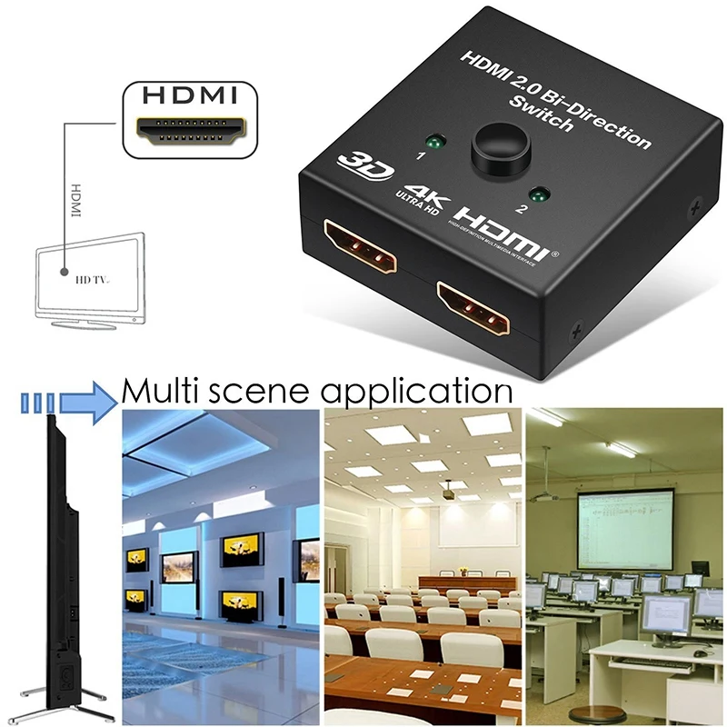 HDMI 2 0 переключатель двойного направления 1080P 3D 4K x 2K коммутатор 2X1 или 1X2 сплиттер