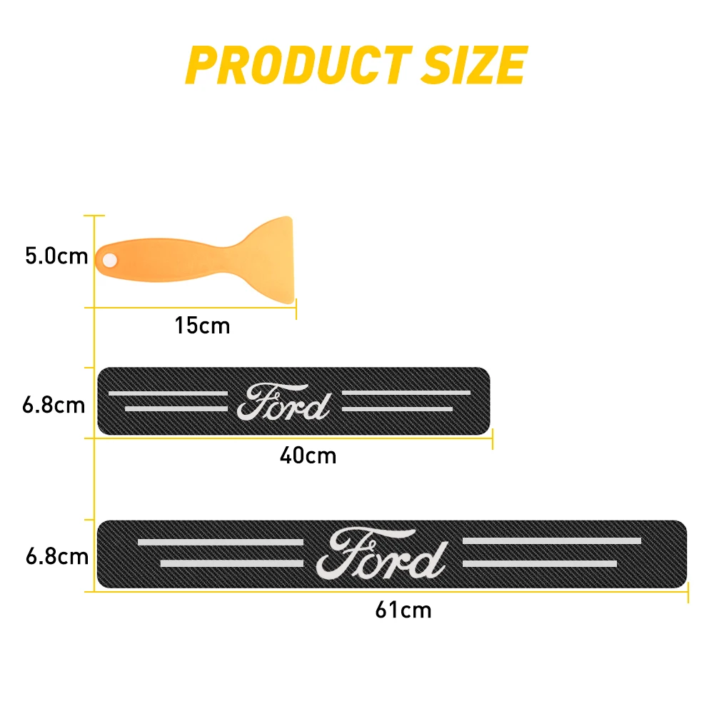 4PCS Car Door Sill Carbon Sticker For Ford Fiesta Mondeo Leather Fiber Plate Threshold Auto Accessories | Автомобили и мотоциклы