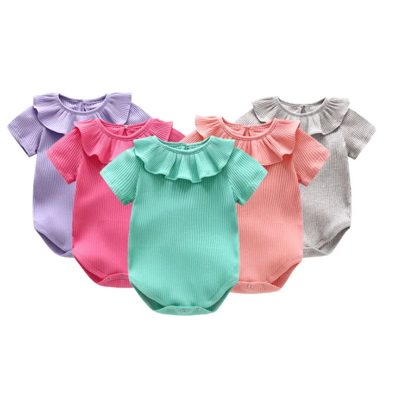 

Newborn Infant Baby Rompers 2021 Summer Fall Unisex Candy Ruffles Cotton Bodysuit New born Baby Boy Girl Clothes Outfits