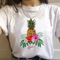 kawaii women t shirt pineapple print summer short shirt female top clothing casual streetwear cartoon fashion style tee t shirt