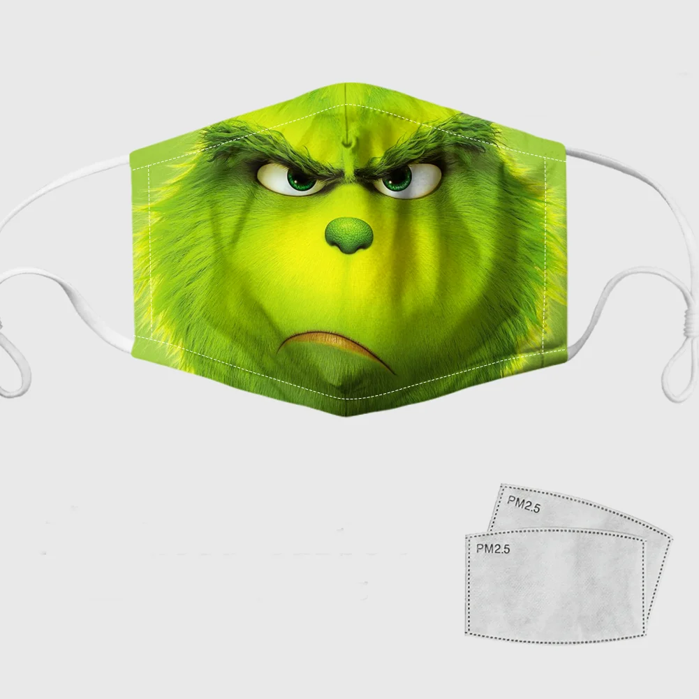 

Funny Grinch Face printed Washable Reusable Fabric Face Mask