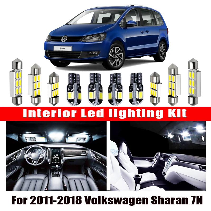 17 шт. светодиодный светильник номерного знака для 2011-2018 Volkswagen Sharan 7N интерьера