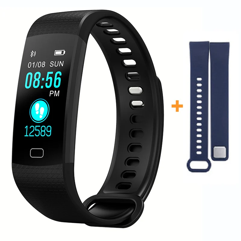 add blue strap Imosi Y5 умный Браслет, пульсометр, монитор артериального давления, высокая яркость, цветной экран, умный браслет, браслет, уведомление - Цвет: add blue strap