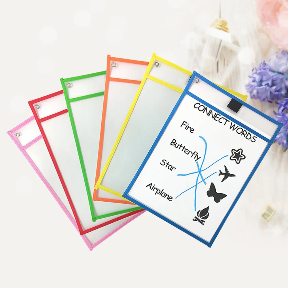 

6 шт. многоразовые сухие стираемые карманы разных цветов канцелярские принадлежности для офиса школы