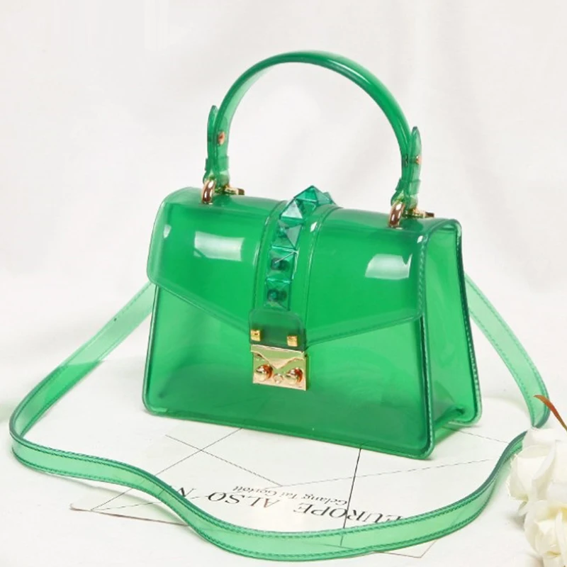 Brand Bags For Women 2020 Summer Handbag Designer Transparency Shoulder Crossbody Female Leather bag Rivets Ladies Purses | Багаж и сумки