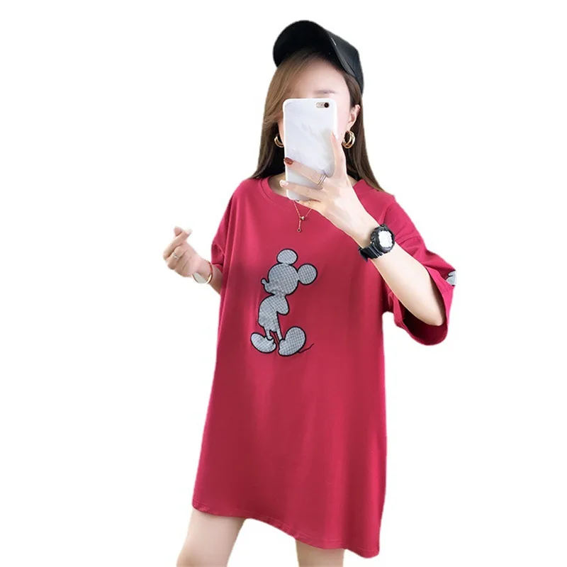 

2021 Summer New Style Korean Cartoon Sweet Short-Sleeved T-Shirt Women Loose Casual Fashion Mid-Length A006