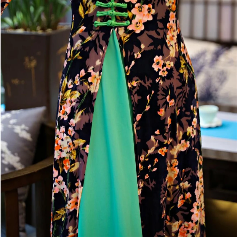 Высокое качество аозай платья женские традиционные Вьетнамки cheongsam Модифицированная длинная одежда с высоким разрезом Плюс Размер qipao 3XL 4XL