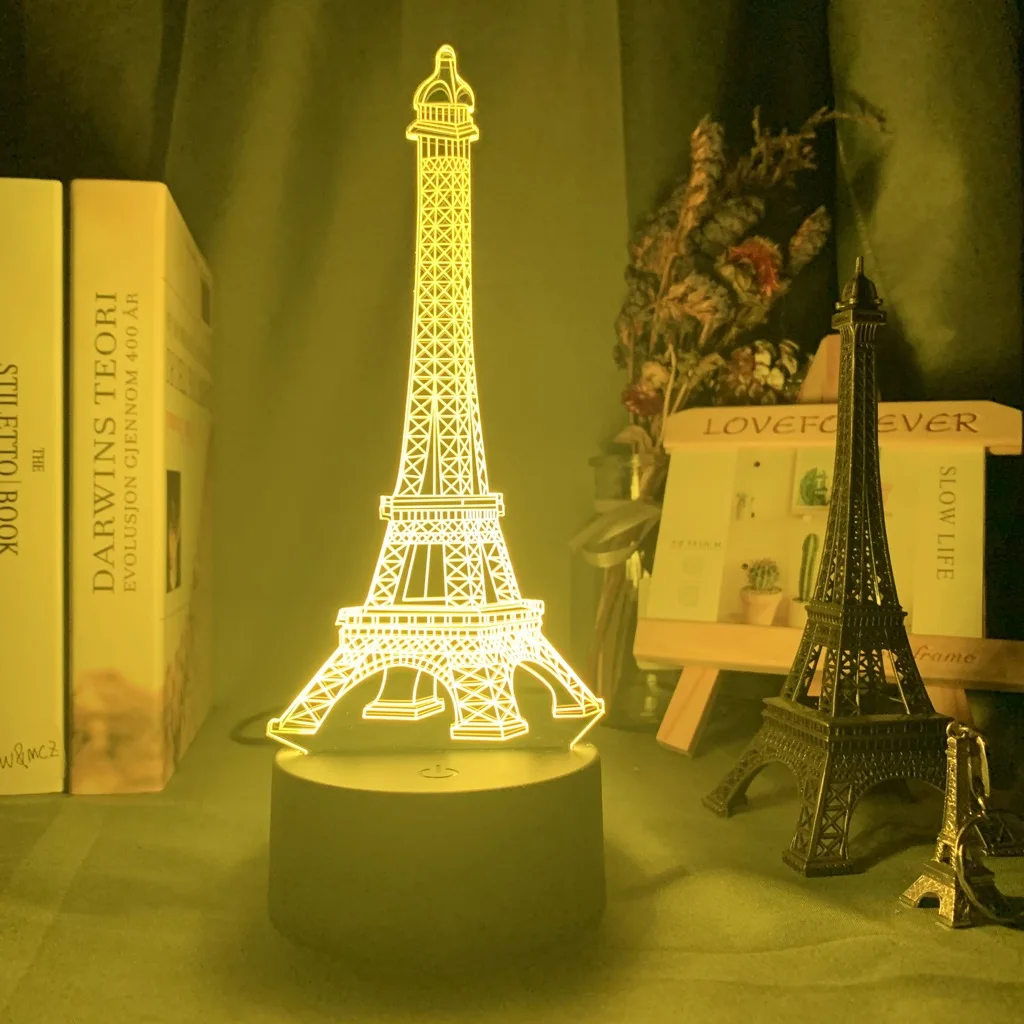 Эйфелева башня в Париже 3d иллюзия светодиодный ночсветильник для детей меняющий