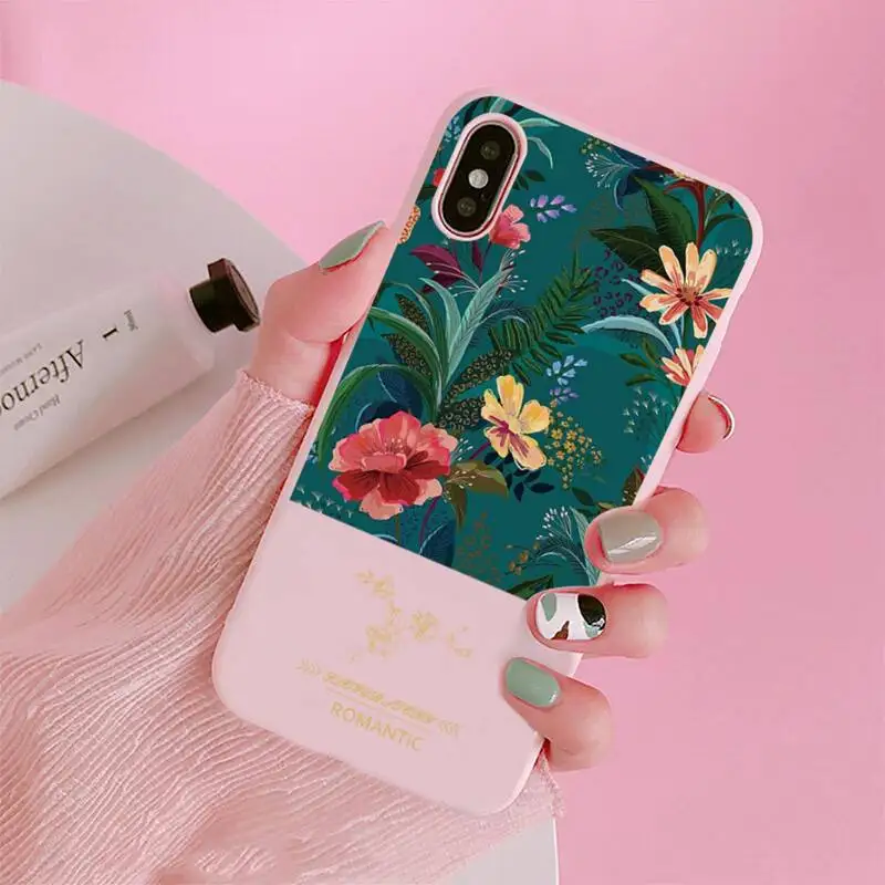 

Summer Flowers Pineapple Phone Case Candy Color for iPhone 6 7 8 11 12 s mini pro X XS XR MAX Plus
