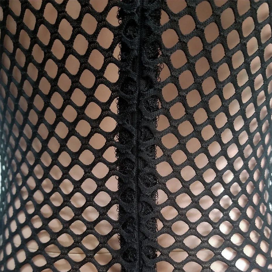HAOYUAN Sexy Fishnet Sheer Rompers Womens Jumpsuit Long Sleeve Bodycon Overalls Festival Clothing Fall Club One Piece Jumpsuit