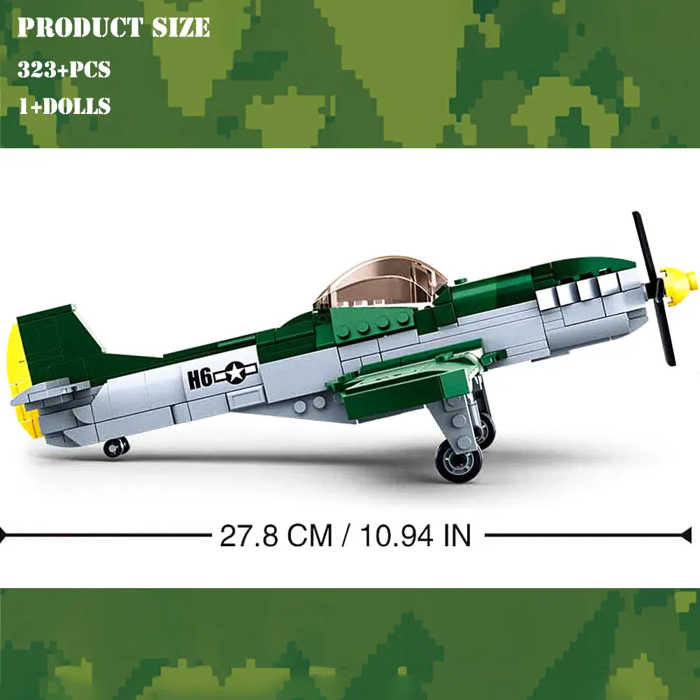 

BZDA Military Plane Blocks North Africa Campaign Spitfire Fighter Building Blocks WW2 Airplane Bricks Kids Toys Christmas Gifts