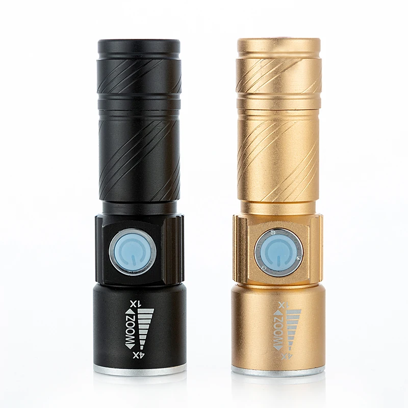 

Mini Portable USB RechargeableLED Flashlight Torch Outdoor Camping LightWaterproof Zoomable Lamp Bicycle 3Mode Handy Flash Light
