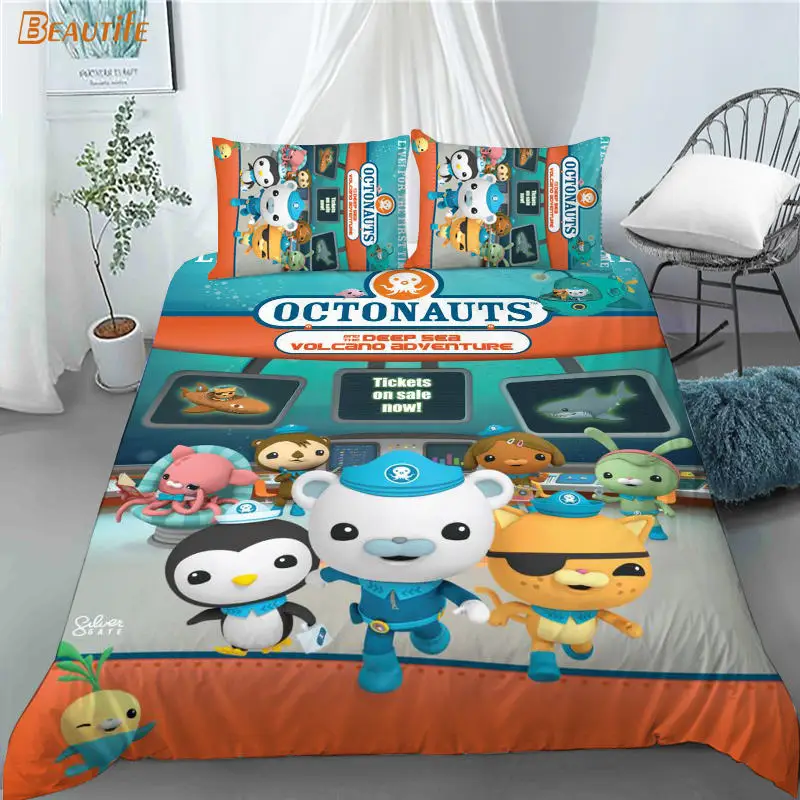 De Octonauts de dibujos animados animaci&oacute;n 3 uds edred&oacute;n conjunto de moda juegos de ropa de cama edred&oacute;n funda n&oacute;rdica funda Textiles para el hogar-0
