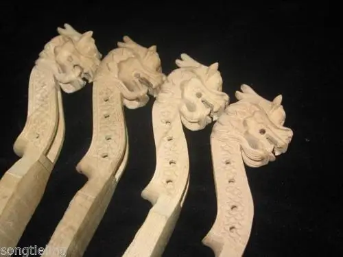 

violin part,4pcs hand carved white violin dragon head 4/4