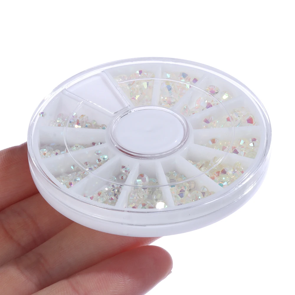 3D Nail Art Decorations Crystal Round Flat Stone Strass Nails in Wheel Rhinestone Jewelry for all Manicure Accessories CH1570 | Красота и