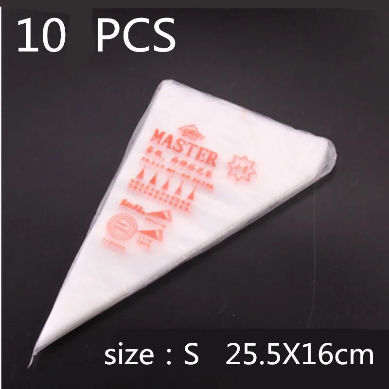 10PCS Food Grade Plastic Disposable Piping bag Icing Nozzle Fondant Cake Decorating Pastry Tips Tools |