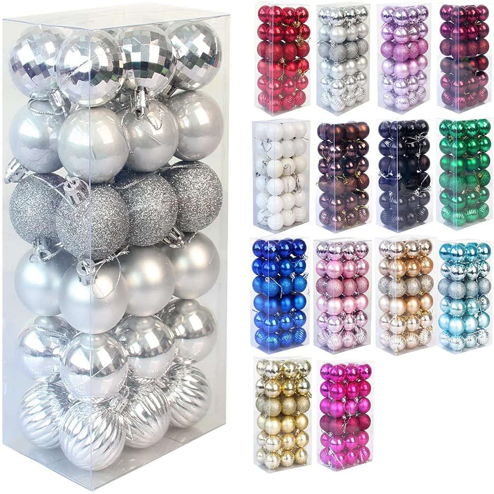 

4 Cm/1.5In (Pack of 36 Pcs) Christmas Ball Ornaments Christmas Party Decorations Tree Balls Pendants Christmas Tree Ornaments