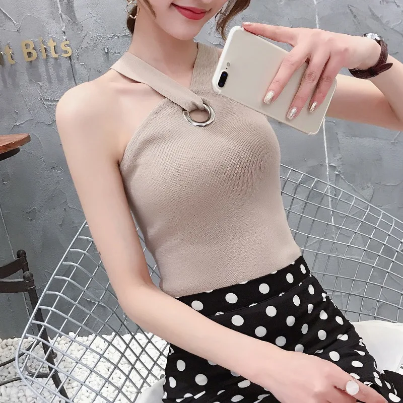 Женская Трикотажная майка с открытой спиной летняя недорогая | одежда