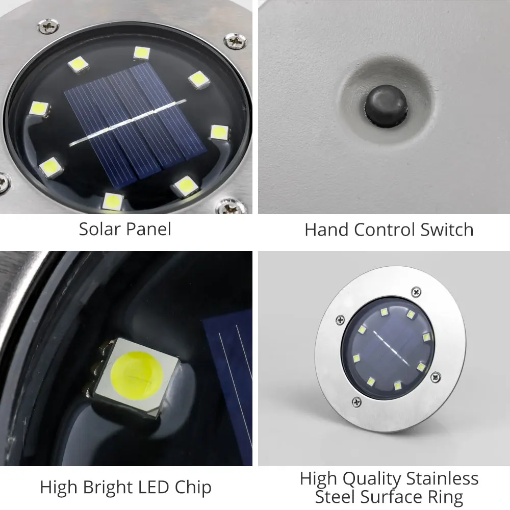 Светодиодный подземный светильник на солнечной батарее алюминиевое уличное