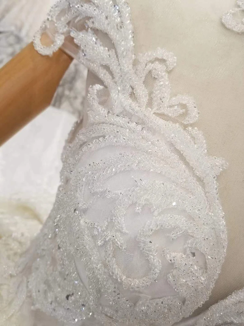 Бесплатная доставка свадебное платье белое с высоким воротом рукавами