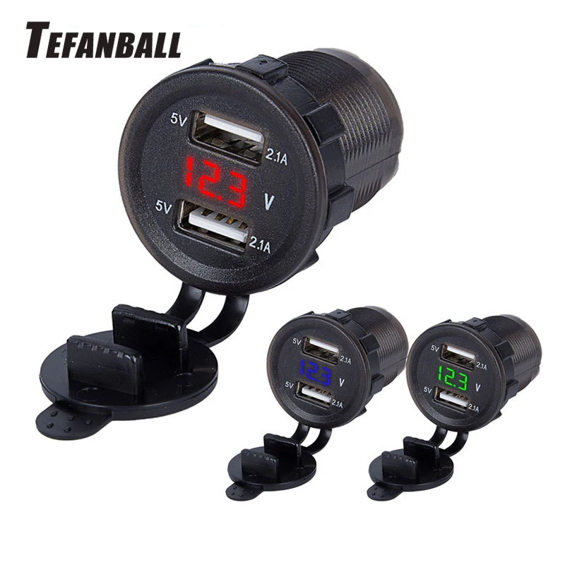 

New Motorcycle Cigarette Lighter Car Socket Splitter 12V-24V 2 Port USB Car Charger 5V 4.2A Output with Led Light Power Adaptor