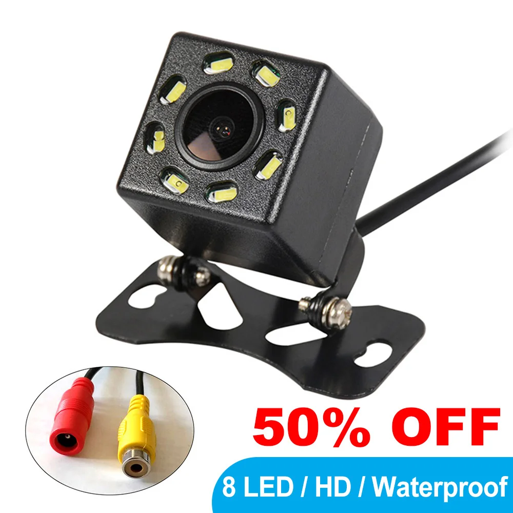 

Car Rear View Camera Universal Backup Reverse Parking Camera HD Night Vision Color Image Rearview Waterproof CCD 8 LED 6m Cable