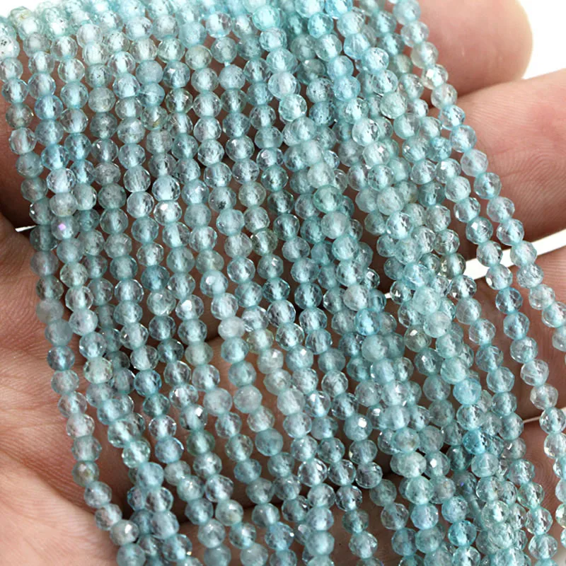 Натуральный Синий Апатит граненый бисер камень высокое качество 2 3 4 6 мм Круглый