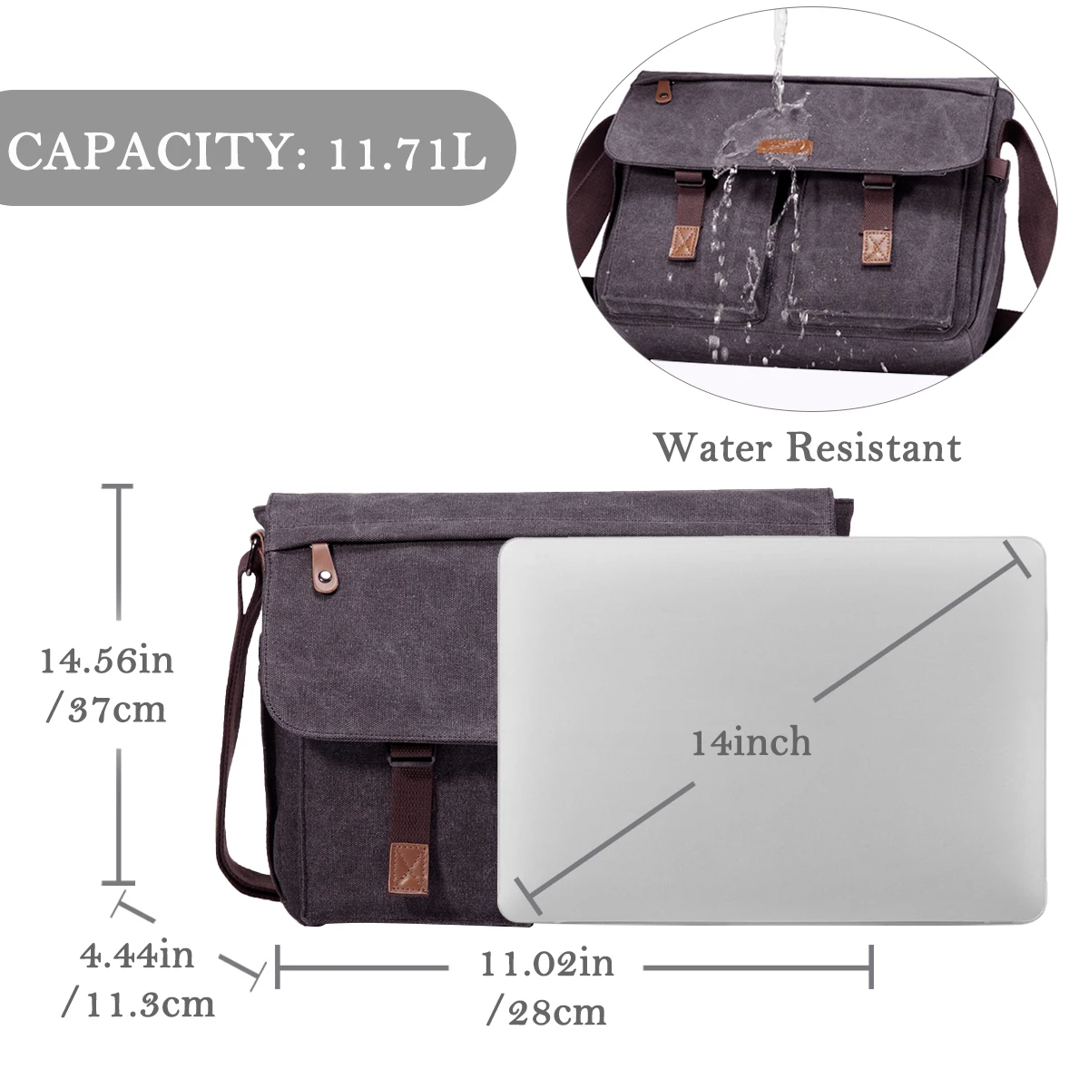 vaschy vintage water resistant canvas briefcase 14 inch laptop messenger bag for men free global shipping