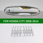 Аксессуар из АБС-пластика для Honda CITY 2008-2014, хромированная Серебристая Крышка для ручки двери автомобиля, наружное украшение 2009 2010 2011 2012 2013