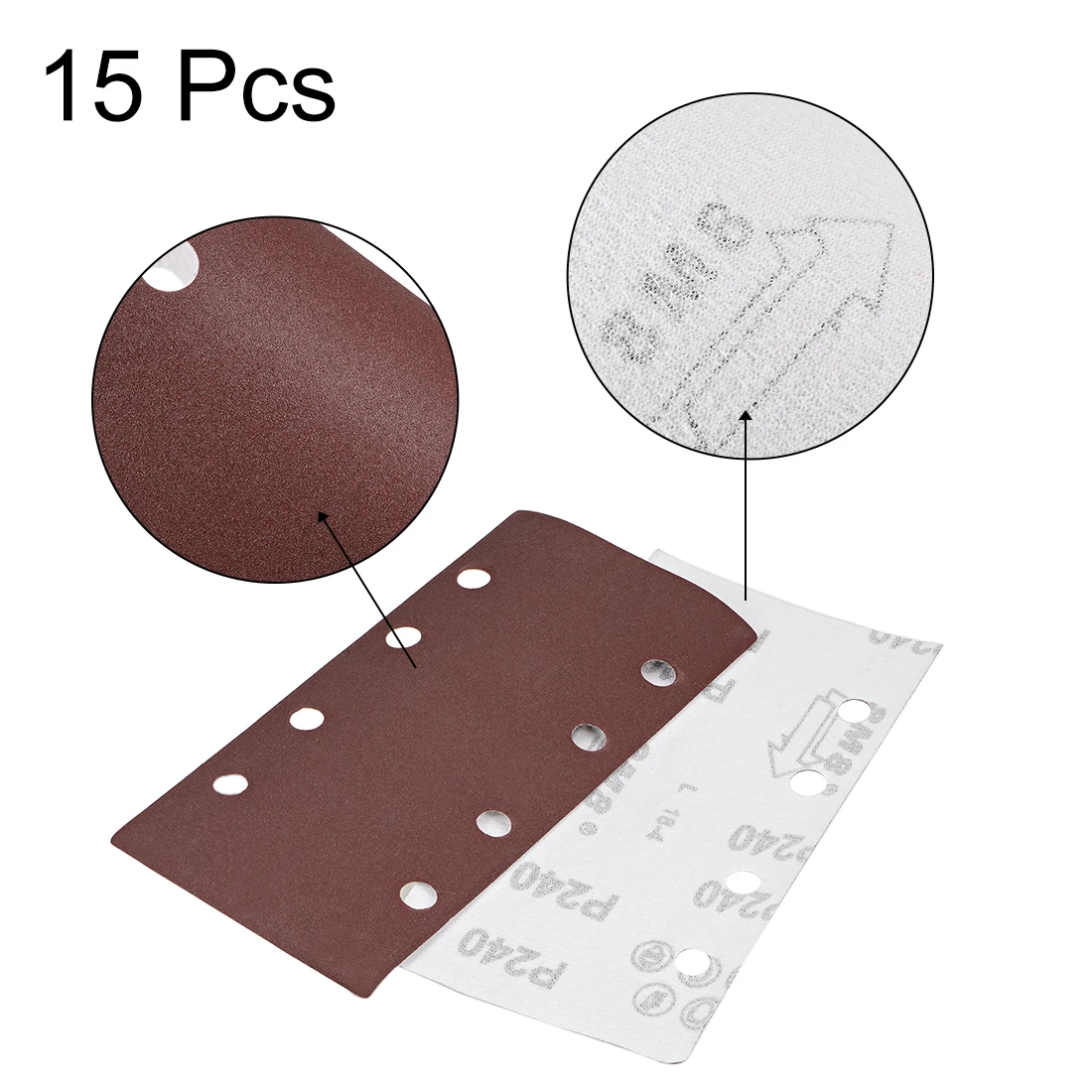 

uxcell 240-Grits 8-Holes Hook and Loop Sanding Sheet, 7.3 x 3.6-inch Wet Dry Aluminum Oxide Sandpaper for Sander 15pcs
