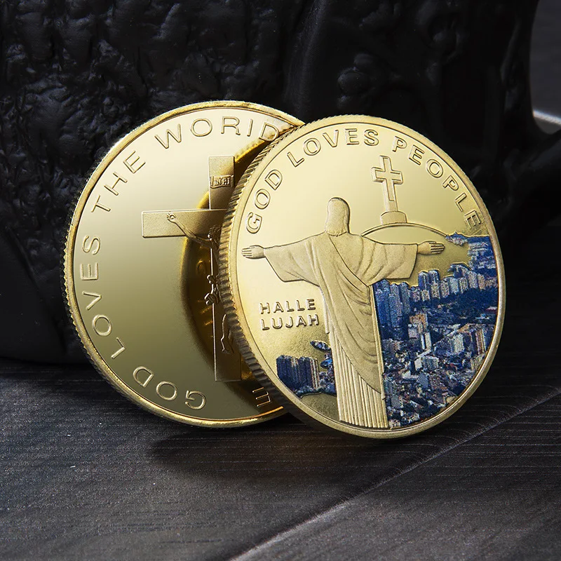 

High Quality Brand New Faith of the Cross of Jesus Commemorative Coin Gold and Silver Coin Embossed Metal Craft Badge Gift