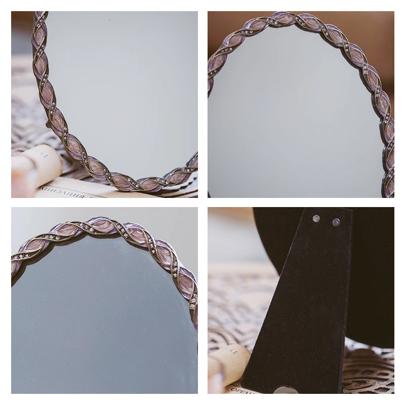 Винтажное зеркало для макияжа с элегантными кристаллами Стразы Декор