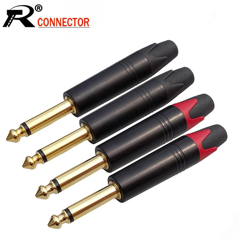 2 шт./лот 6 35 мм моно штекер алюминиевая трубка позолоченный 3 разъем провода