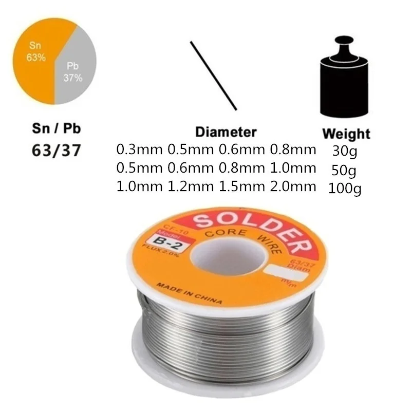 

Solder Wire Tin 0.6/0.8/1.0/1.2mm Lead Roll Clean Rosin Welding Core Soldering Wire Flux Reel Tube