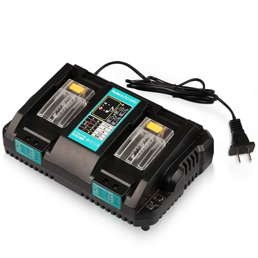 

Dual Port Charger Replace for Makita Battery 18v Lithium ion Battery Charger DC18RD Charger for Makiita 18V BL1830 Bl1430 DC18RC